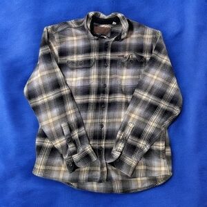 Men's Plaid Casual Button Down Shirt - Black and Gray